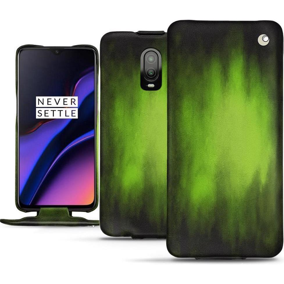 Noreve Lederschutzhülle vertikal (OnePlus 6T), Smartphone Hülle, Grün
