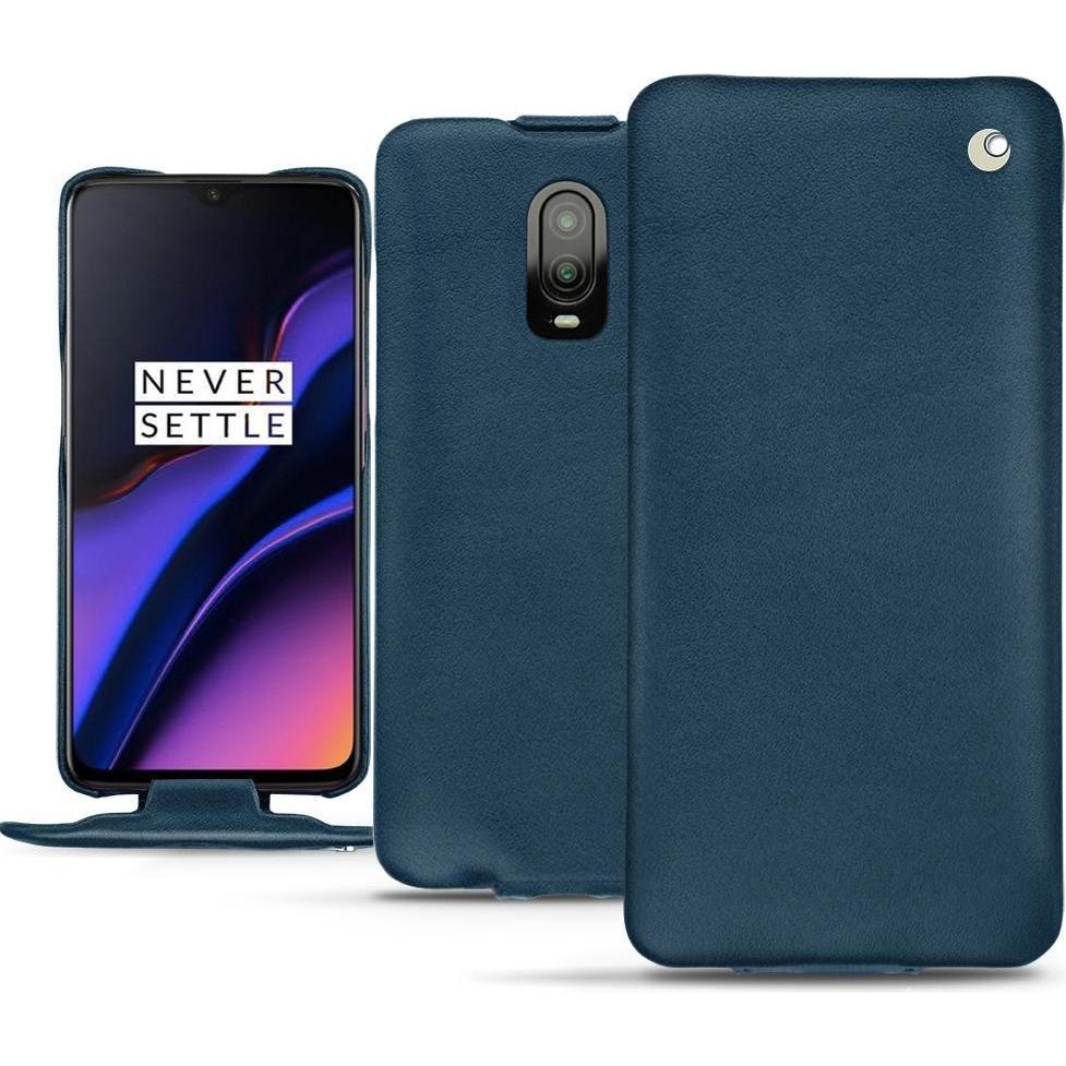 Noreve Lederschutzhülle vertikal (OnePlus 6T), Smartphone Hülle, Blau