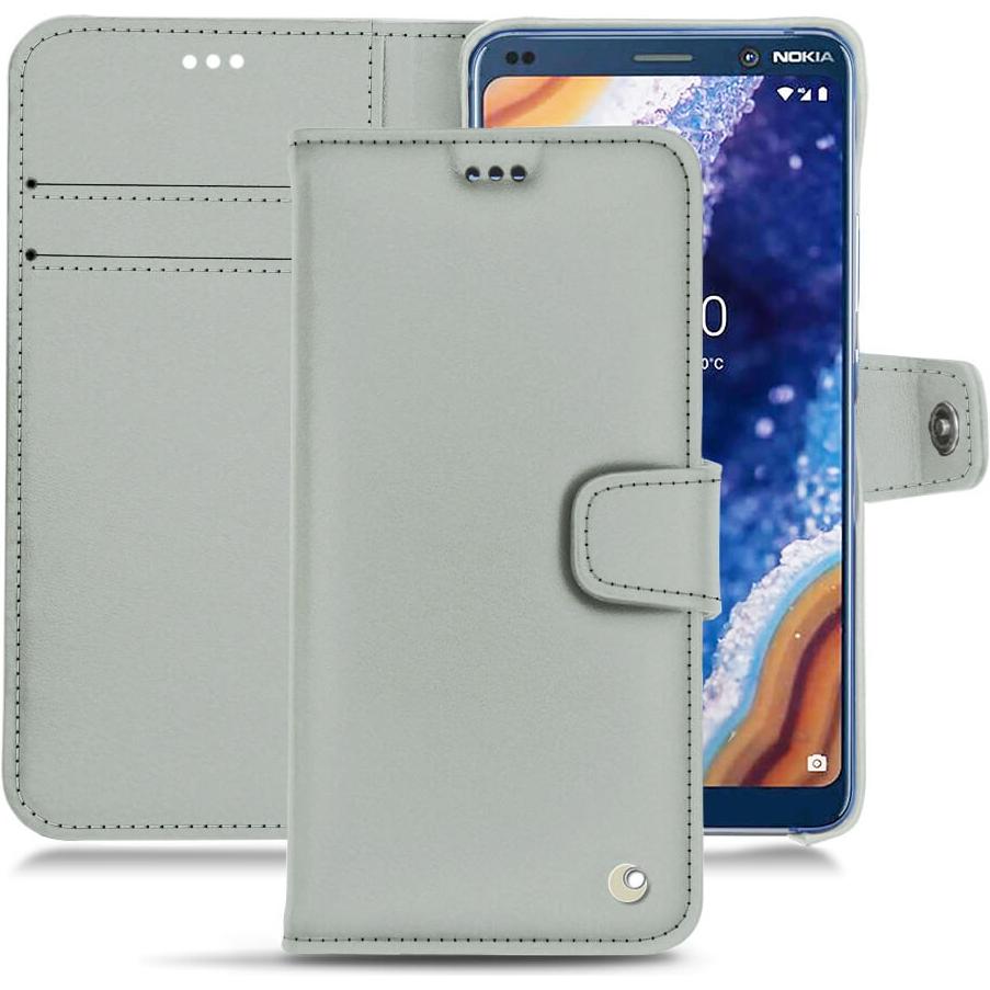Noreve Lederschutzhülle Wallet (Nokia 9 PureView), Smartphone Hülle, Grau