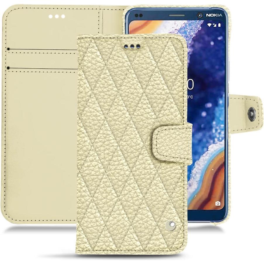 Noreve Lederschutzhülle Wallet (Nokia 9 PureView), Smartphone Hülle, Weiss