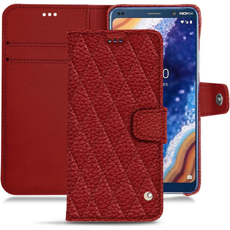 Noreve Lederschutzhülle Wallet (Nokia 9 PureView), Smartphone Hülle, Rot