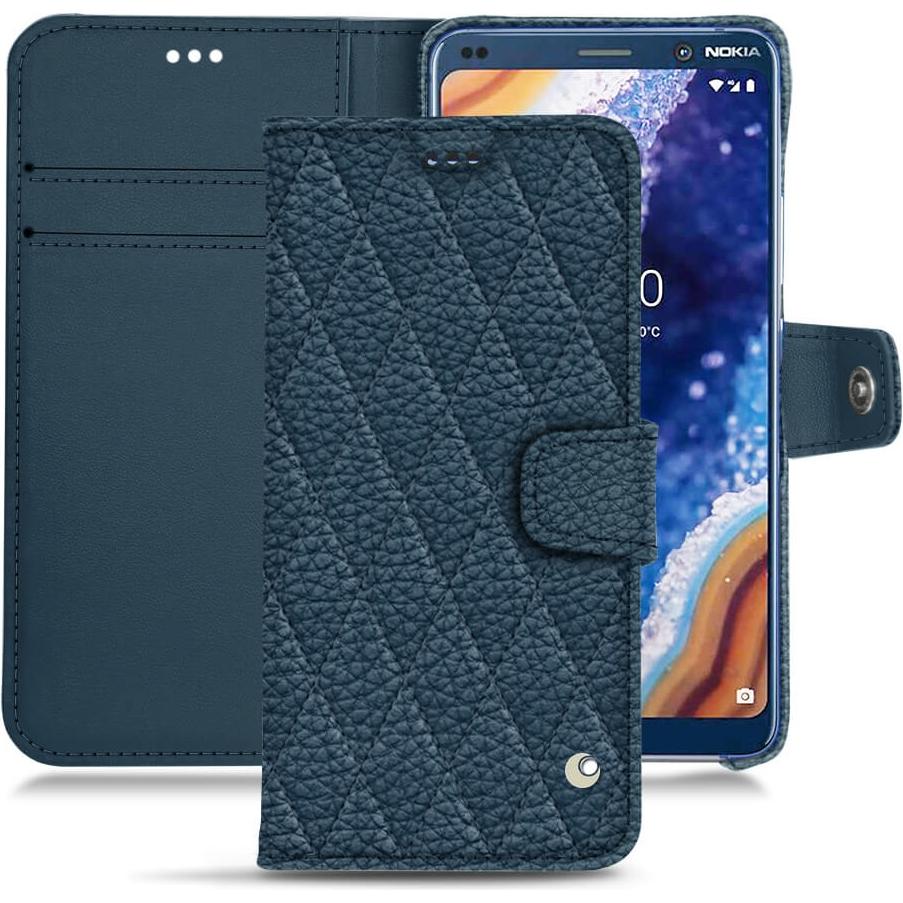 Noreve Lederschutzhülle Wallet (Nokia 9 PureView), Smartphone Hülle, Blau