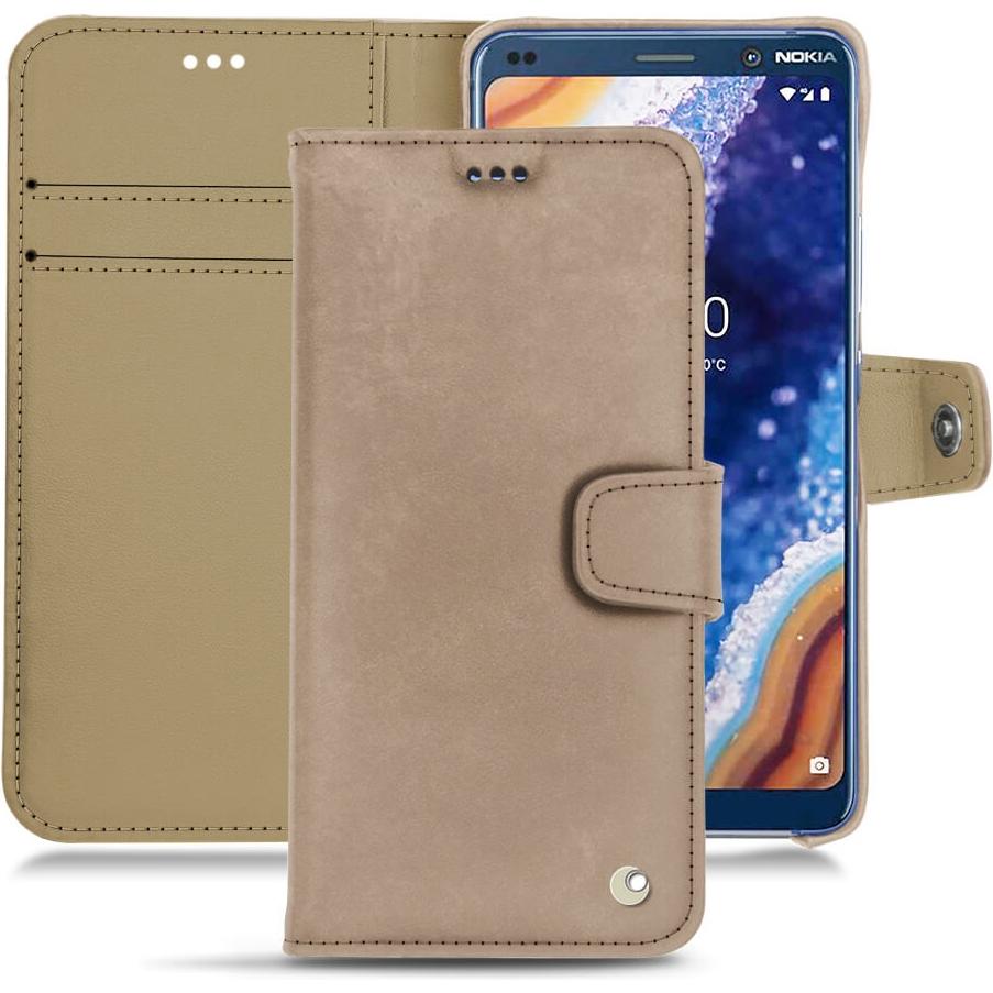 Noreve Lederschutzhülle Wallet (Nokia 9 PureView), Smartphone Hülle, Beige