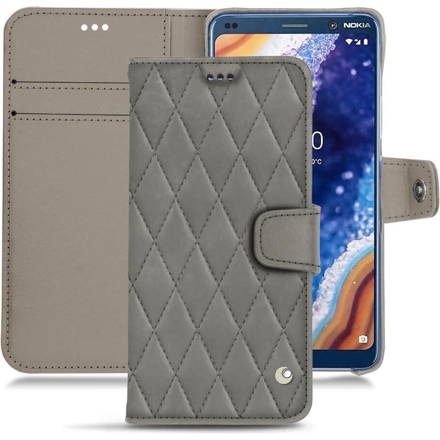 Noreve Lederschutzhülle Wallet (Nokia 9 PureView), Smartphone Hülle, Grau