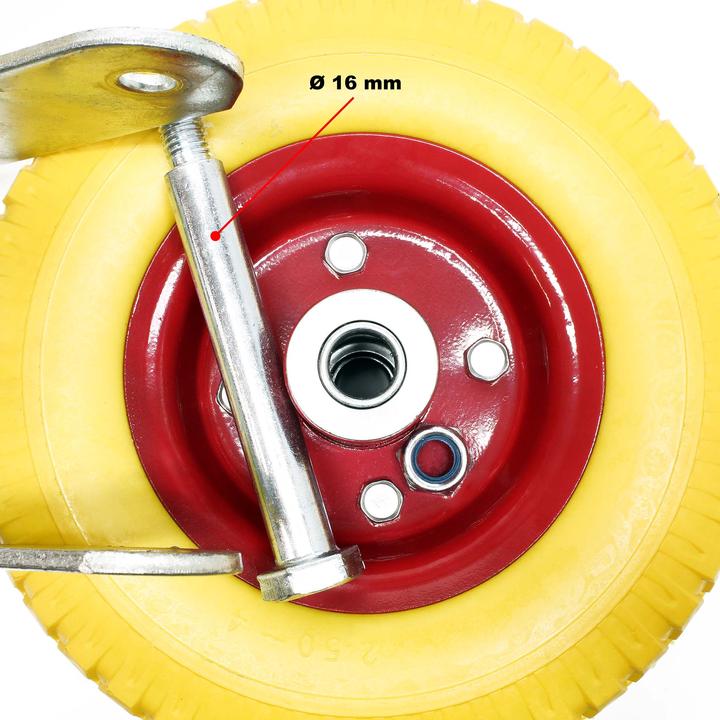 Image du produit Wiltec Jeu 2x Roulettes pivotantes à direction Jaune 258 x 78 mm Jantes en métal increvables 150kg par roue