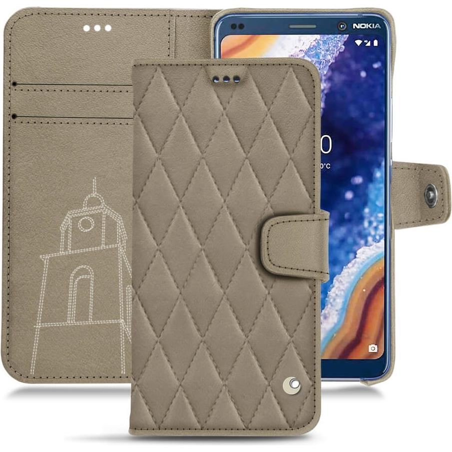 Noreve Lederschutzhülle Wallet (Nokia 9 PureView), Smartphone Hülle, Beige