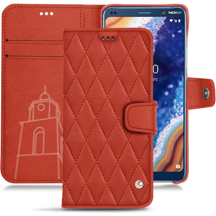 Noreve Lederschutzhülle Wallet (Nokia 9 PureView), Smartphone Hülle, Orange
