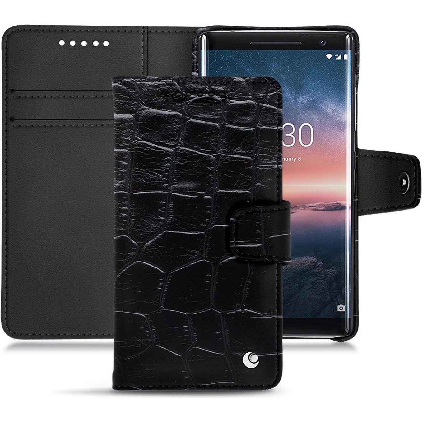 Noreve Lederschutzhülle Wallet (Nokia 8 Sirocco), Smartphone Hülle, Schwarz