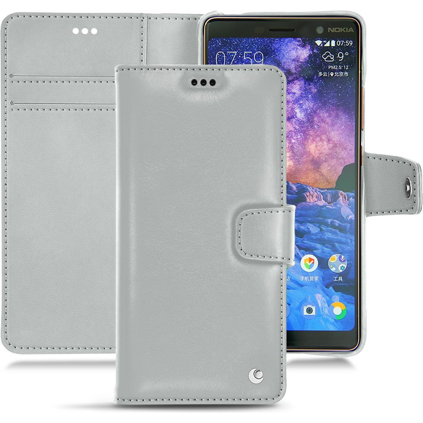 Noreve Lederschutzhülle Wallet (Apple iPhone 7 Plus), Smartphone Hülle, Grau