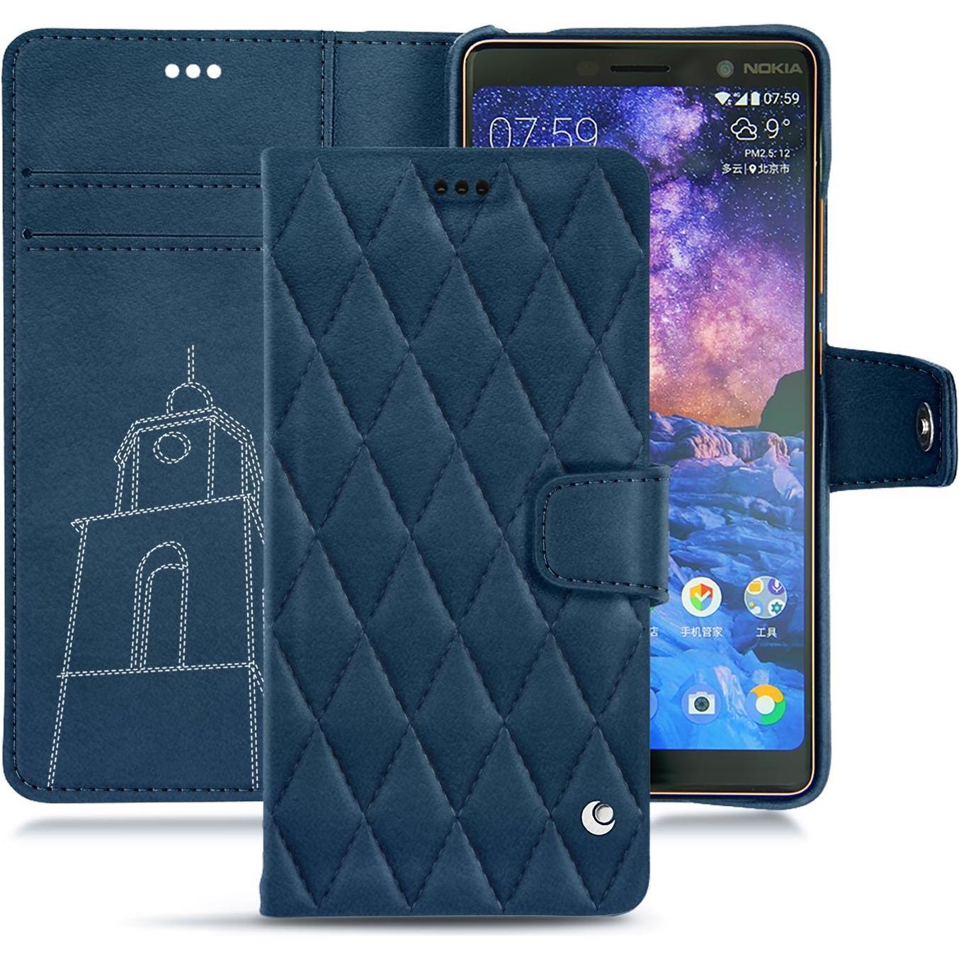 Thumbnail - Noreve Lederschutzhülle Wallet (Nokia 7 Plus), Smartphone Hülle, Blau