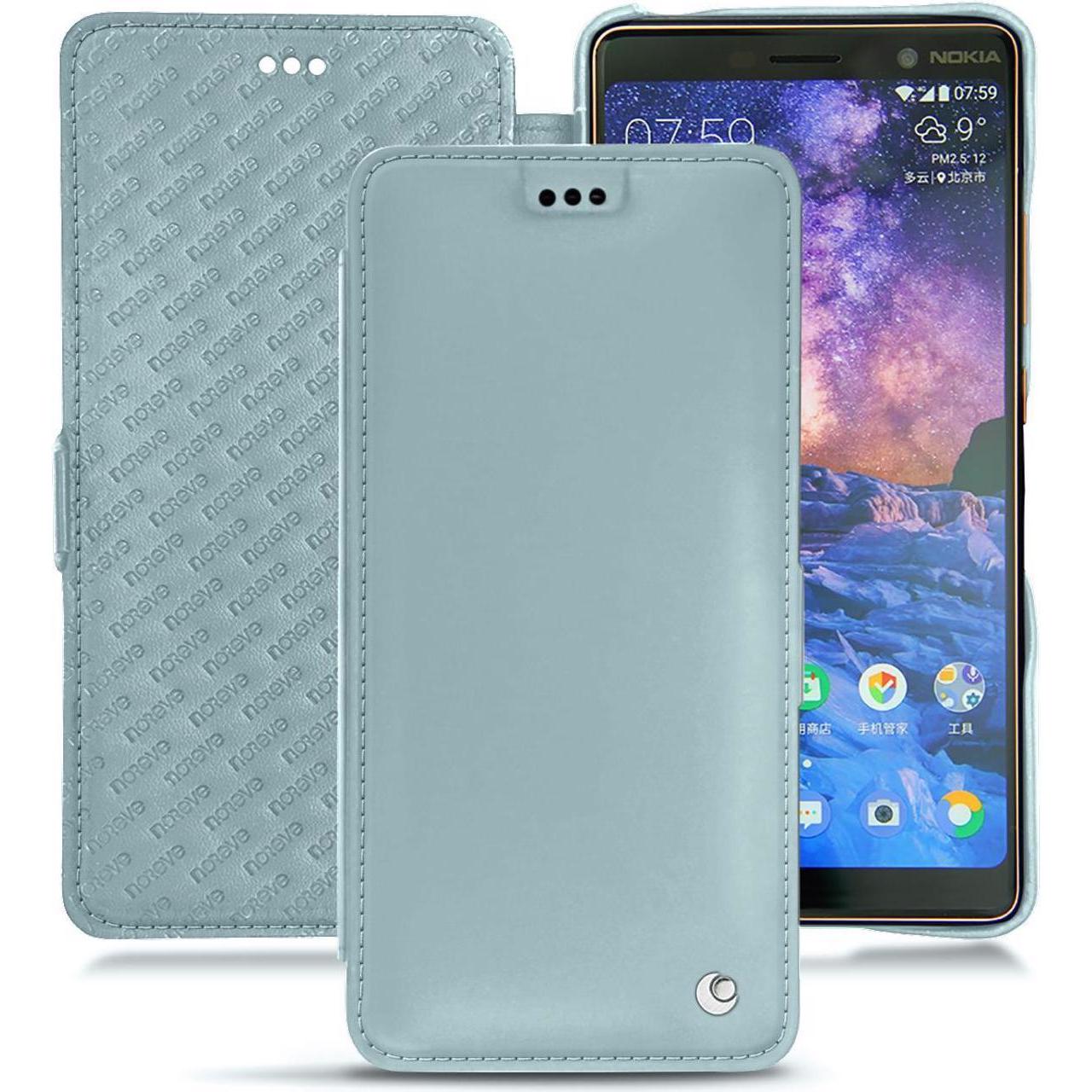 Noreve Lederschutzhülle horizontal (Apple iPhone 7 Plus), Smartphone Hülle, Blau