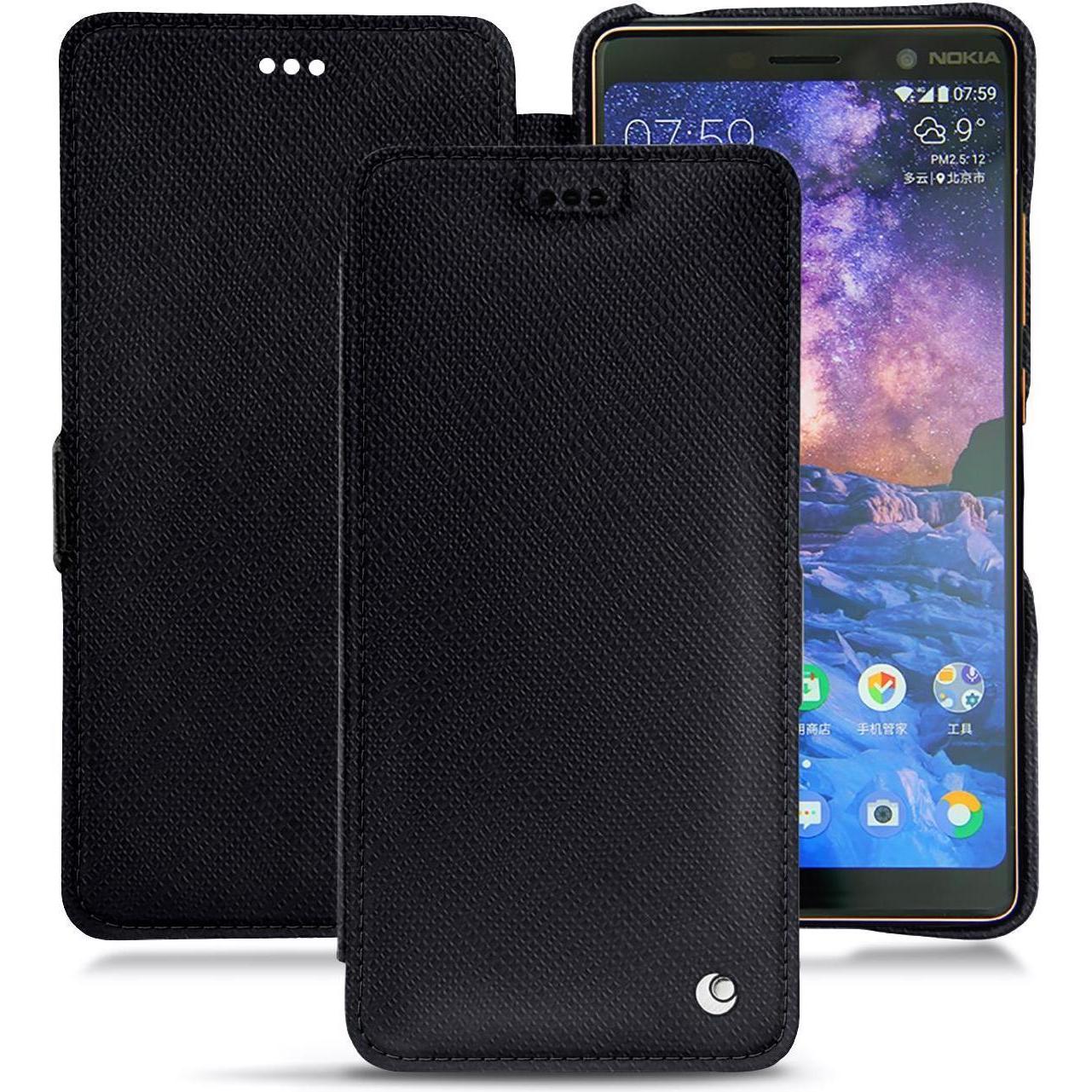 Thumbnail - Noreve Lederschutzhülle horizontal (Nokia 7 Plus), Smartphone Hülle, Schwarz