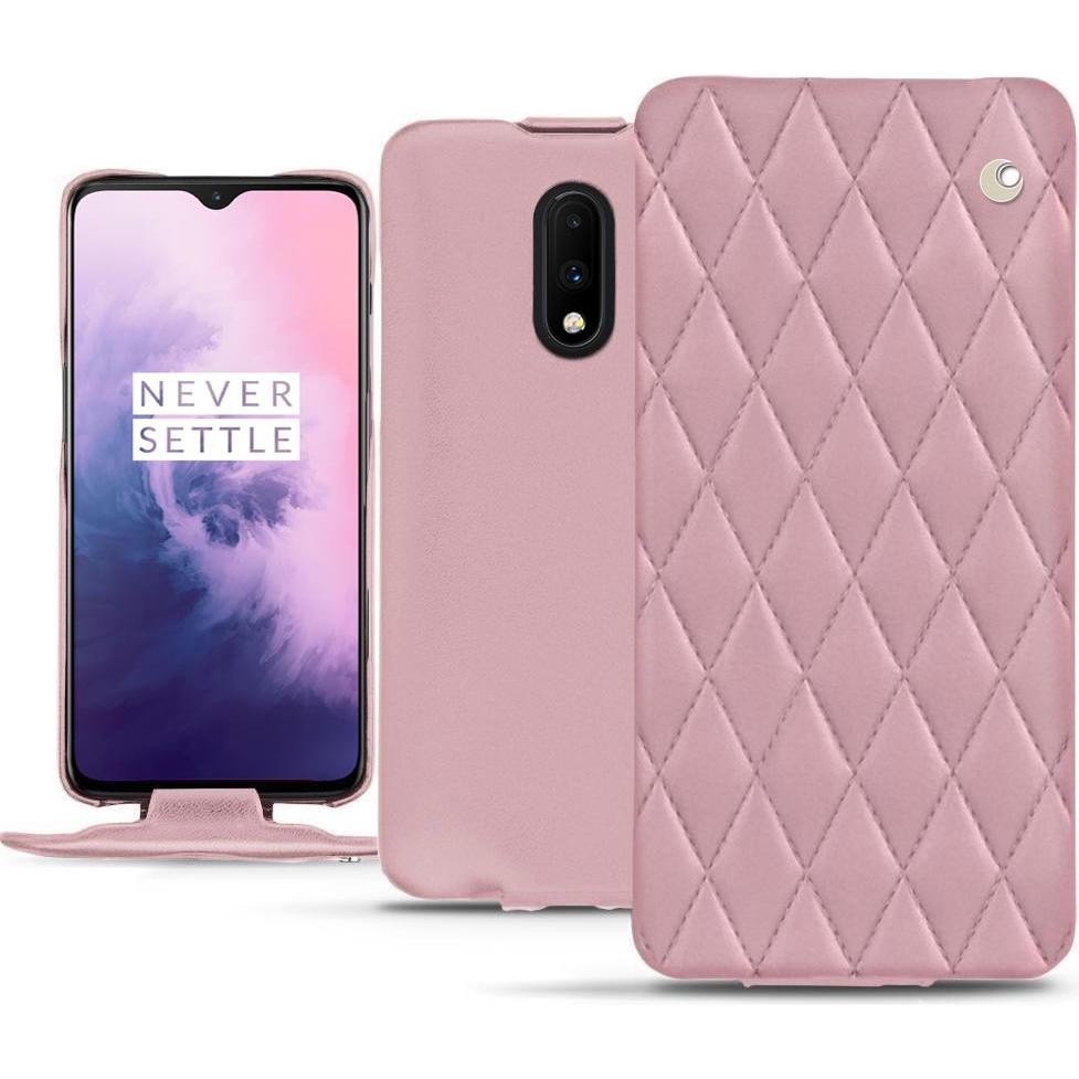 Noreve Lederschutzhülle vertikal (OnePlus 7), Smartphone Hülle, Rosa