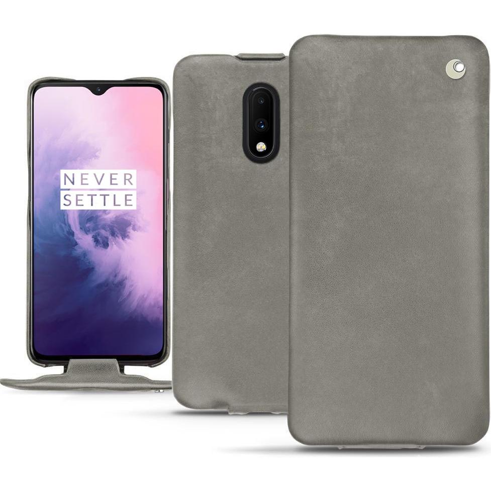 Noreve Lederschutzhülle vertikal (OnePlus 7), Smartphone Hülle, Grau