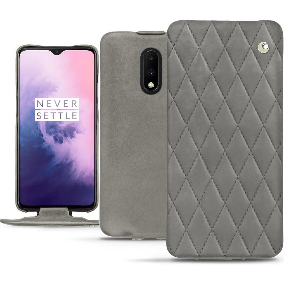 Thumbnail - Noreve Lederschutzhülle vertikal (OnePlus 7), Smartphone Hülle, Grau