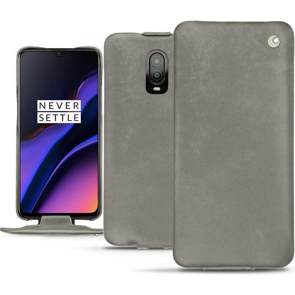 Noreve Lederschutzhülle vertikal (OnePlus 6T), Smartphone Hülle, Grau