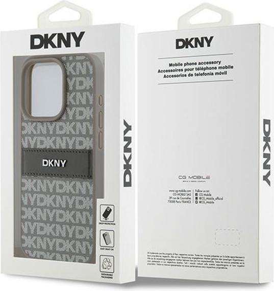 Actual product image DKNY Tonal Stripe PU Leather Case for Apple for Apple iPhone 15 Pro - beige (Apple iPhone 15 Pro)