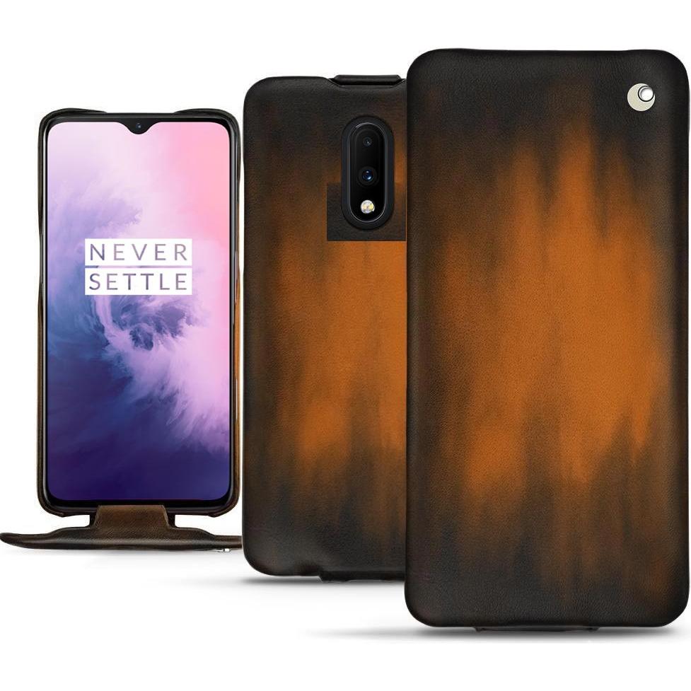 Noreve Lederschutzhülle vertikal (OnePlus 7), Smartphone Hülle, Braun
