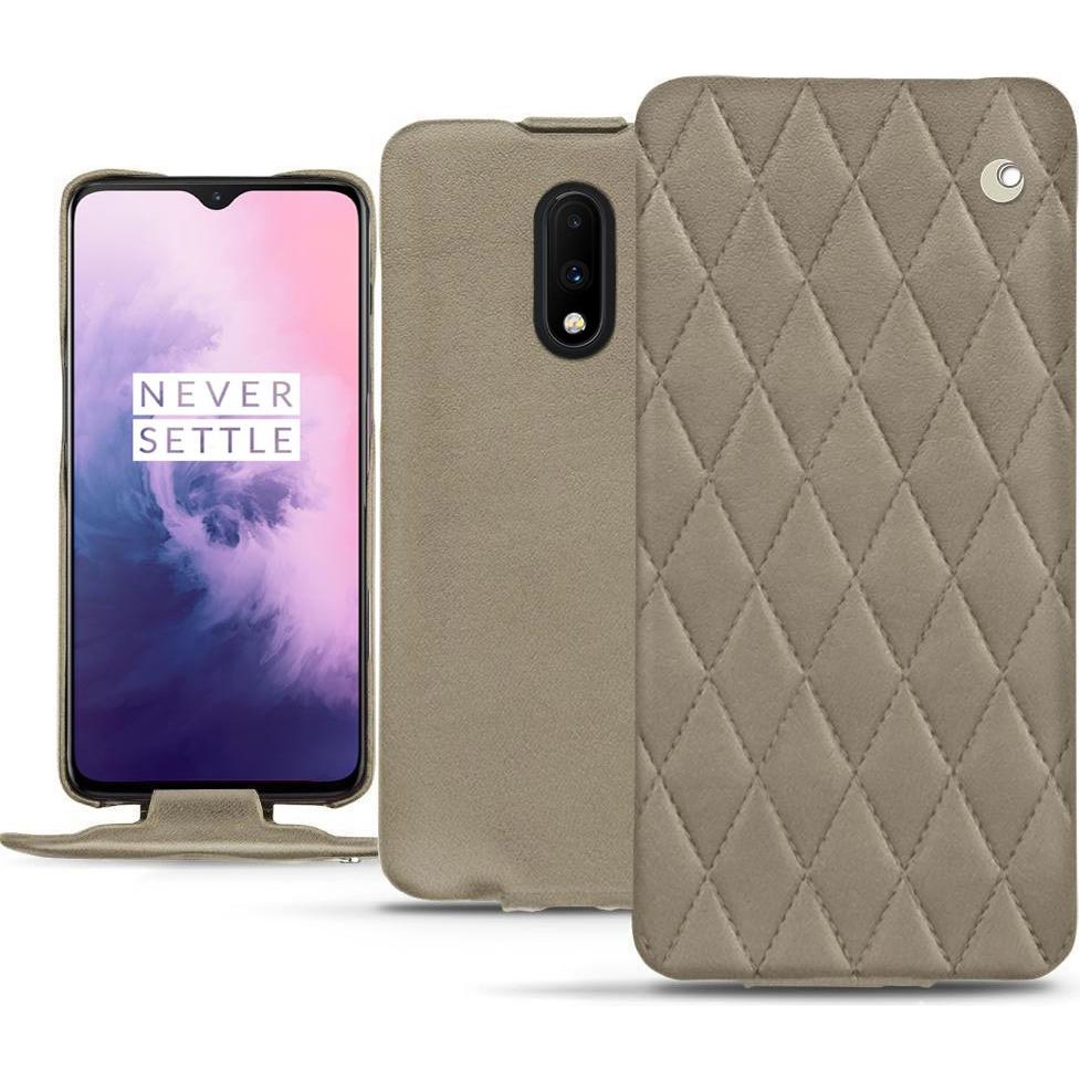 Noreve Lederschutzhülle vertikal (OnePlus 7), Smartphone Hülle, Beige