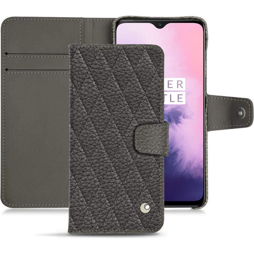 Noreve Lederschutzhülle Wallet (OnePlus 7), Smartphone Hülle, Grau