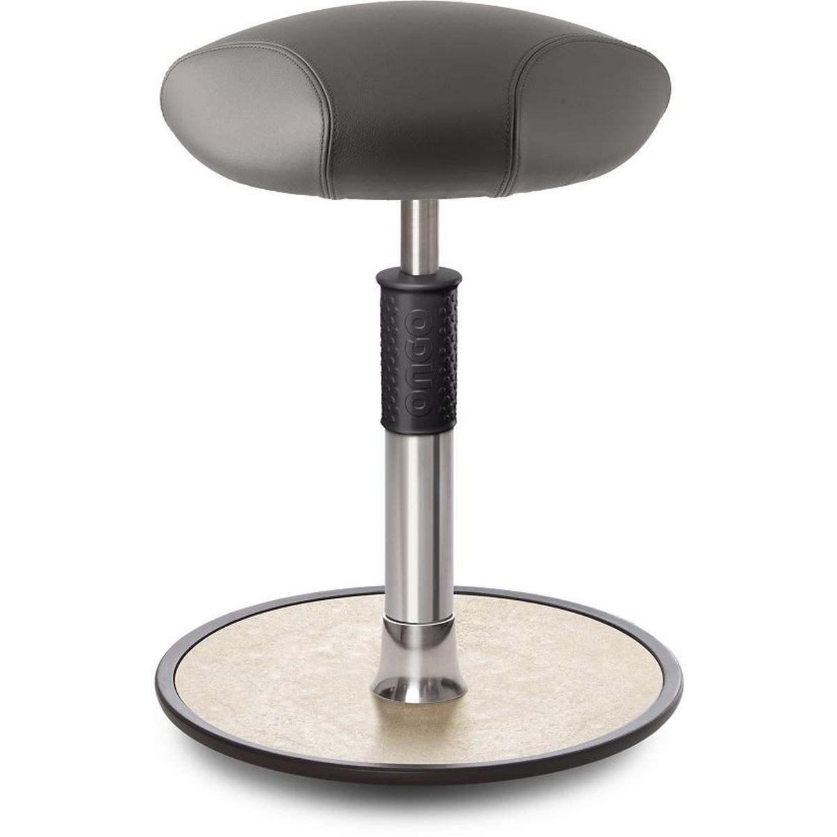 Ongo, Bürostuhl, Sitz- Stehhocker Free Regular Triangel Boxmark Leder Grau Chrom /cremeweiss