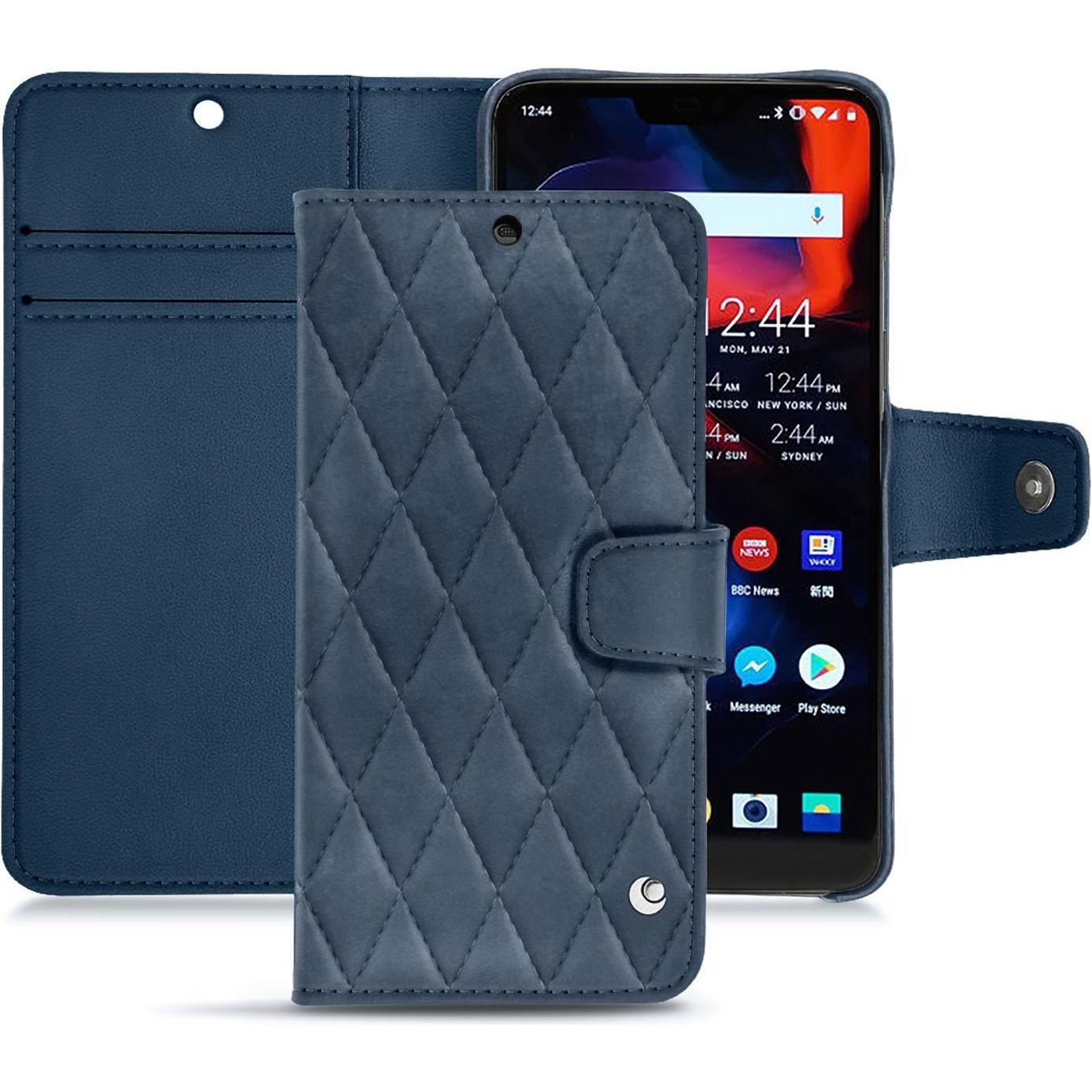 Noreve Lederschutzhülle Wallet (OnePlus 6), Smartphone Hülle, Blau