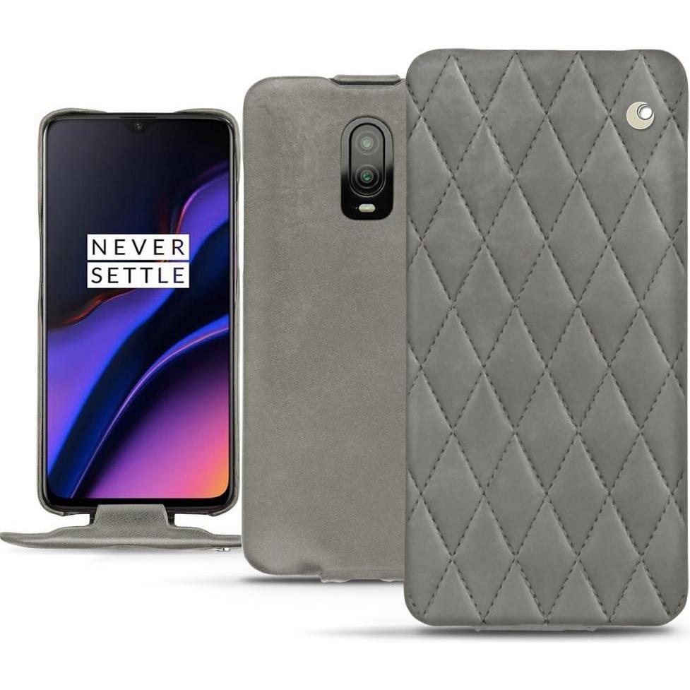 Noreve Lederschutzhülle vertikal (OnePlus 6T), Smartphone Hülle, Grau