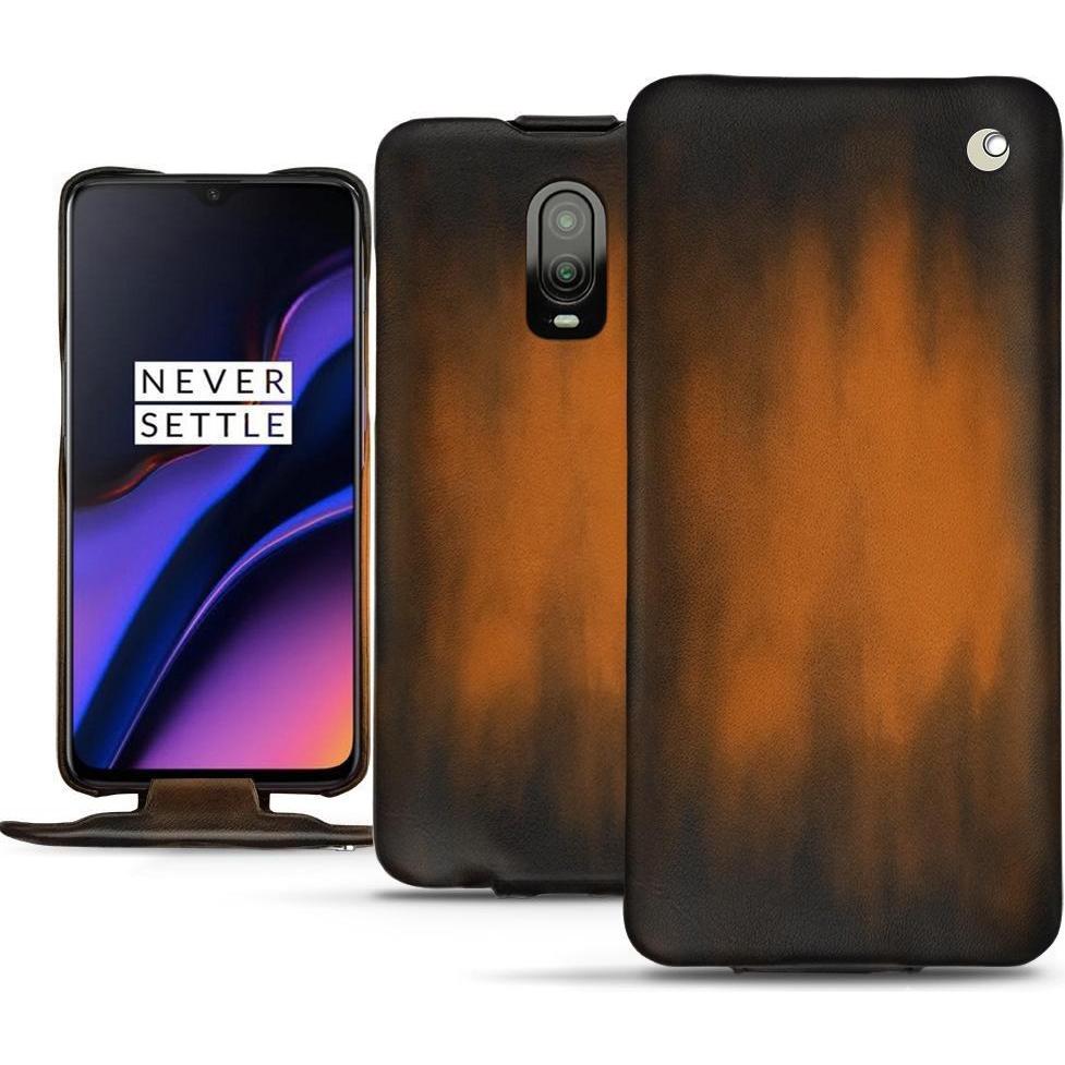 Noreve Lederschutzhülle vertikal (OnePlus 6T), Smartphone Hülle, Braun