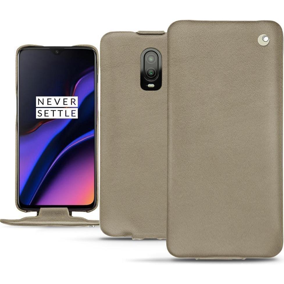 Noreve Lederschutzhülle vertikal (OnePlus 6T), Smartphone Hülle, Beige