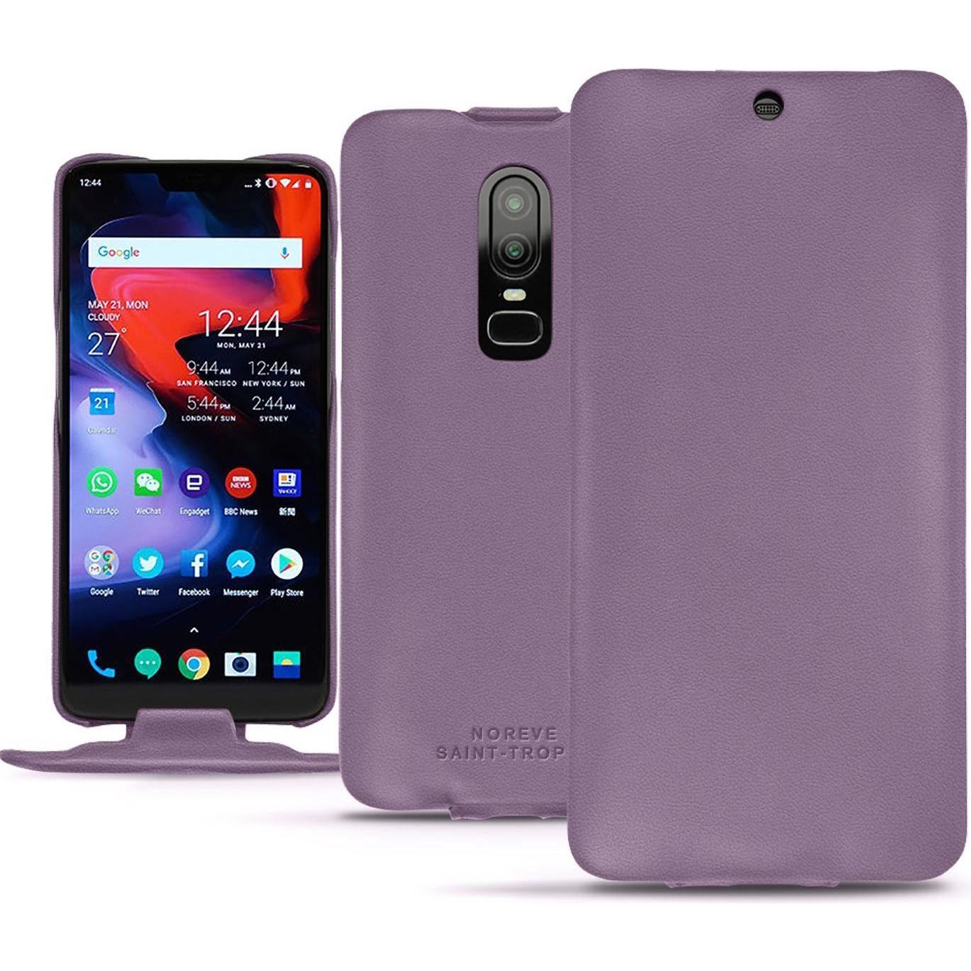 Noreve Lederschutzhülle vertikal (OnePlus 6), Smartphone Hülle, Violett