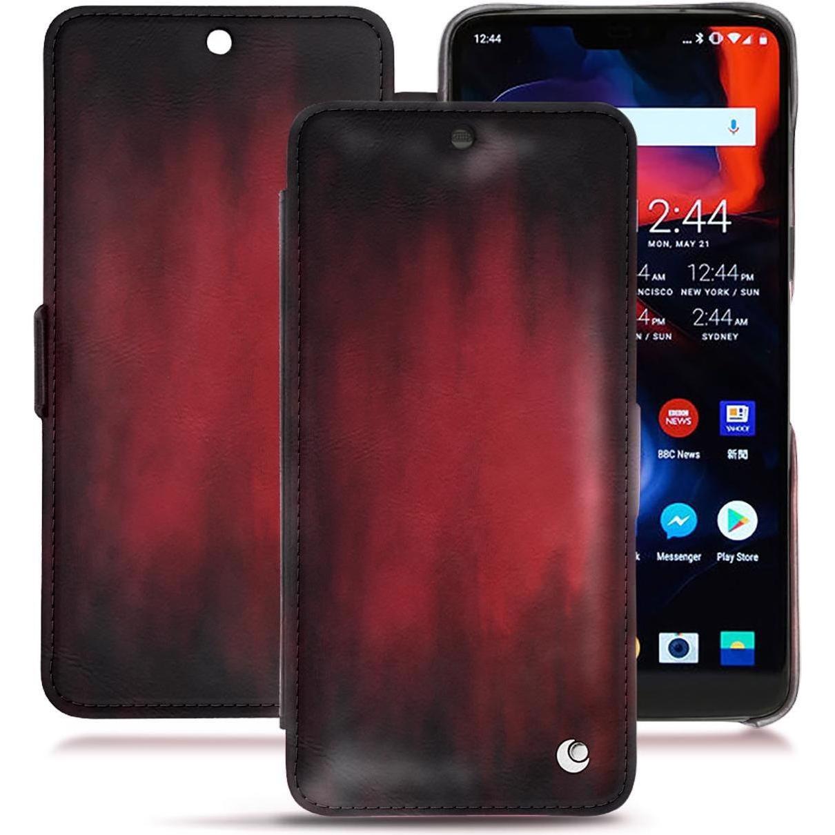 Noreve Lederschutzhülle horizontal (OnePlus 6), Smartphone Hülle, Rot