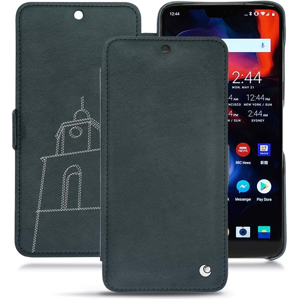 Noreve Lederschutzhülle horizontal (OnePlus 6), Smartphone Hülle, Blau