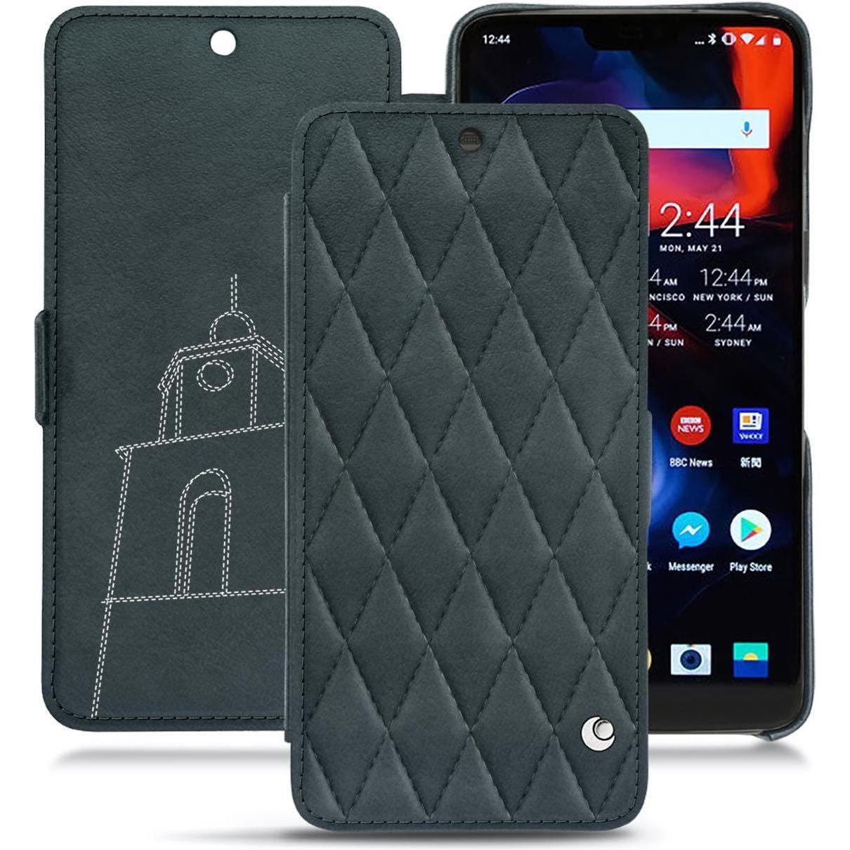 Noreve Lederschutzhülle horizontal (OnePlus 6), Smartphone Hülle, Blau