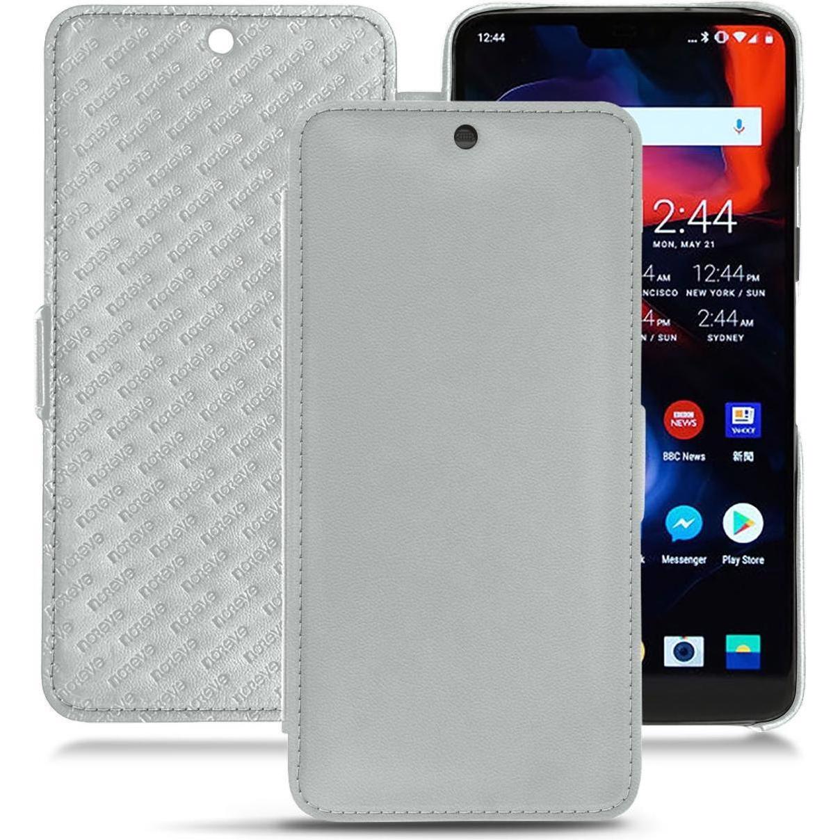 Noreve Lederschutzhülle horizontal (OnePlus 6), Smartphone Hülle, Grau