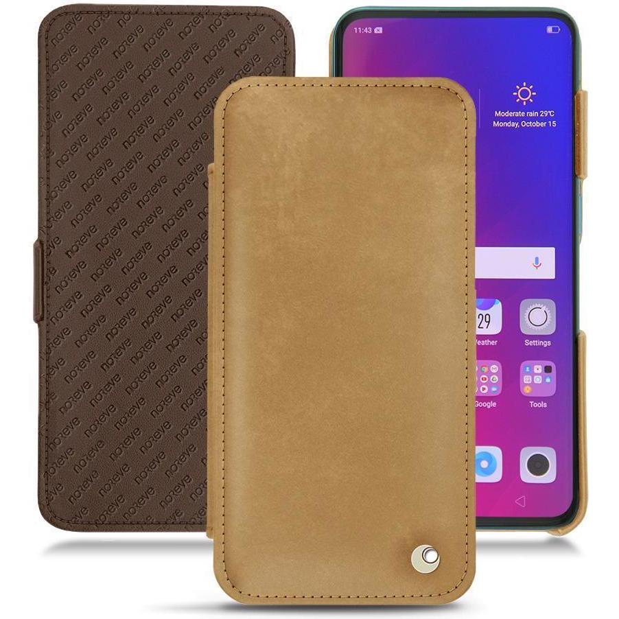 Noreve Lederschutzhülle horizontal (Oppo Find X), Smartphone Hülle, Braun