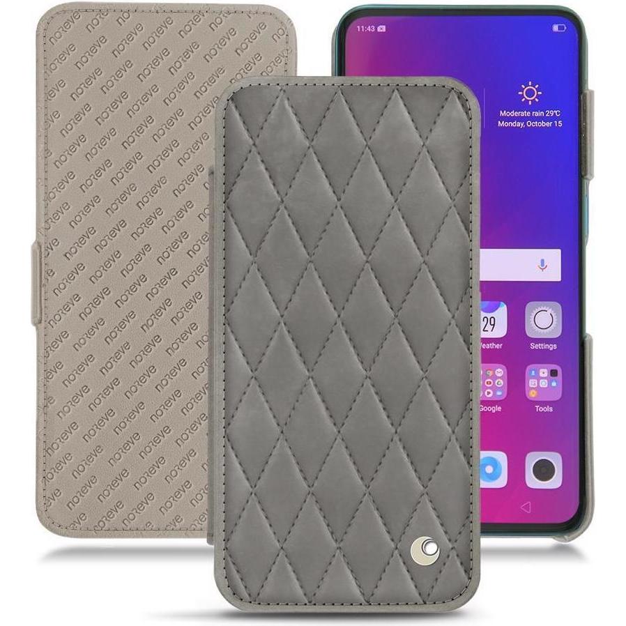 Noreve Lederschutzhülle horizontal (Oppo Find X), Smartphone Hülle, Grau