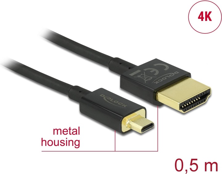 Produktbild Delock HDMI (Typ A) — micro HDMI (Typ D) (0.15 m, HDMI)