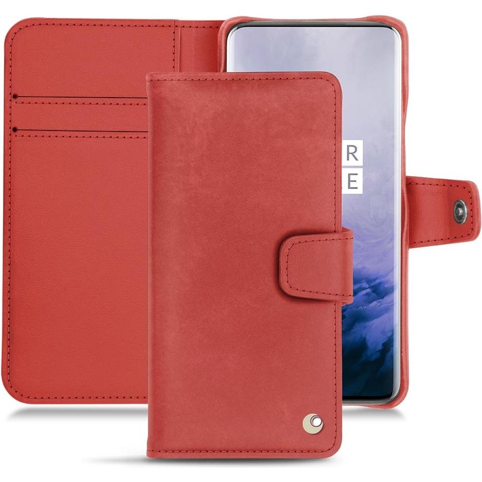 Noreve Lederschutzhülle Wallet (OnePlus 7 Pro), Smartphone Hülle, Rot