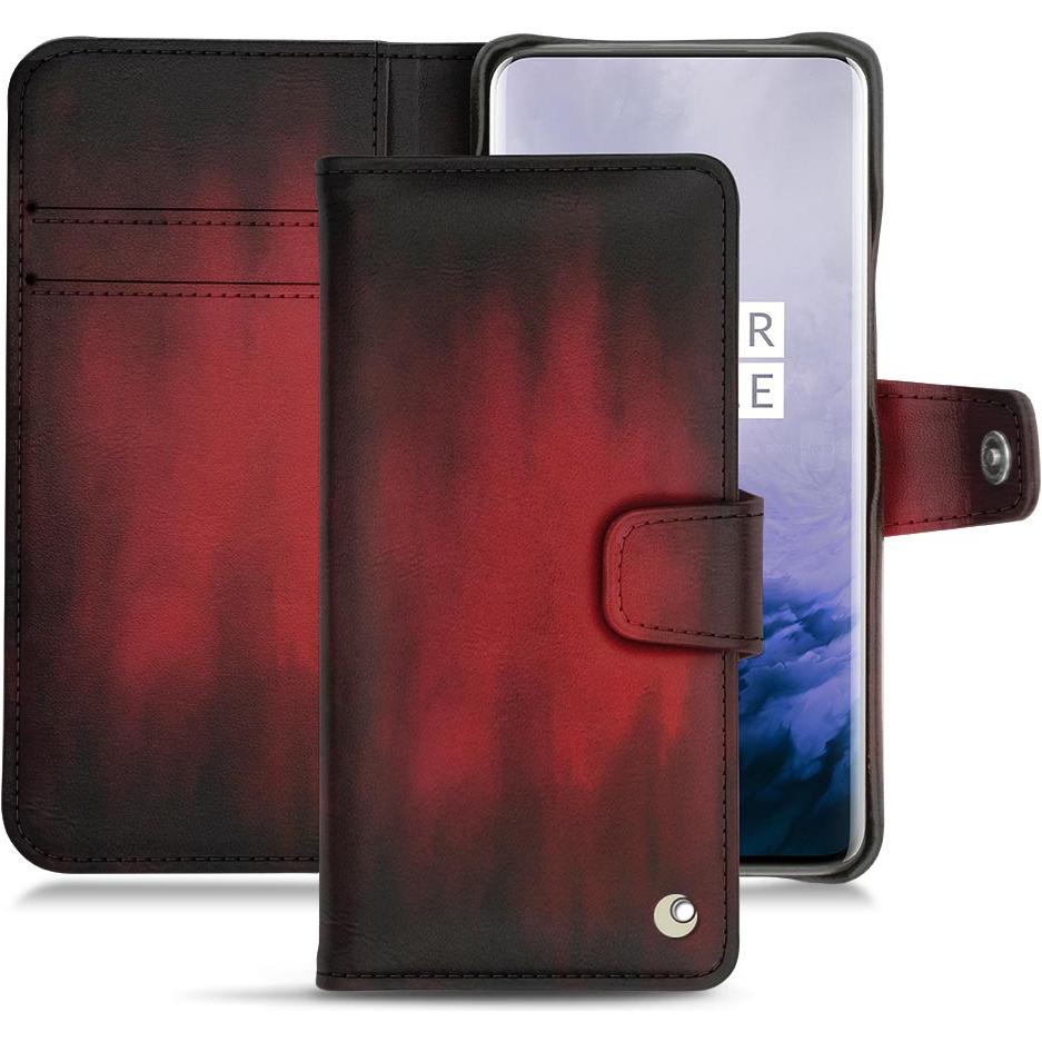 Noreve Lederschutzhülle Wallet (OnePlus 7 Pro), Smartphone Hülle, Rot