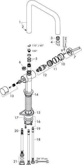 Actual product image hansgrohe HG single-lever sink mixer U 220 TALIS Appliance stop valve 1jet matt black