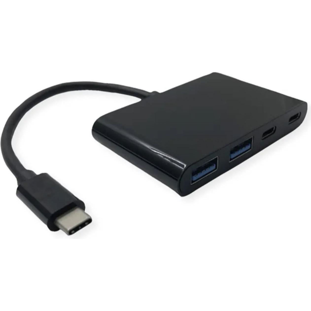 Value USB 3.2 Gen 1 Hub, 4fach (2x A+ 2x C), Typ C Anschlusskabel (USB-C, 4 Ports), Dockingstation + USB Hub, Schwarz