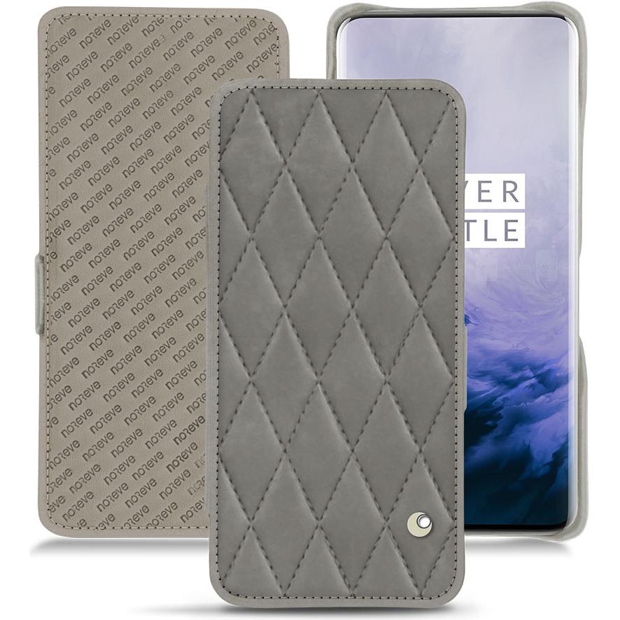 Noreve Lederschutzhülle horizontal (OnePlus 7 Pro), Smartphone Hülle, Grau