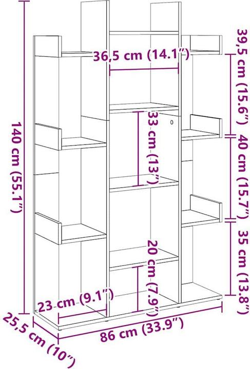 Actual product image vidaXL Bücherregal (86 x 25.50 x 140 cm)