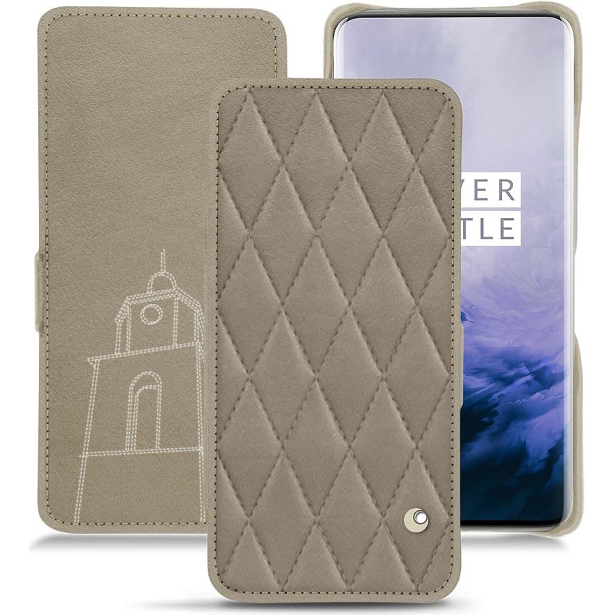 Noreve Lederschutzhülle horizontal (OnePlus 7 Pro), Smartphone Hülle, Beige