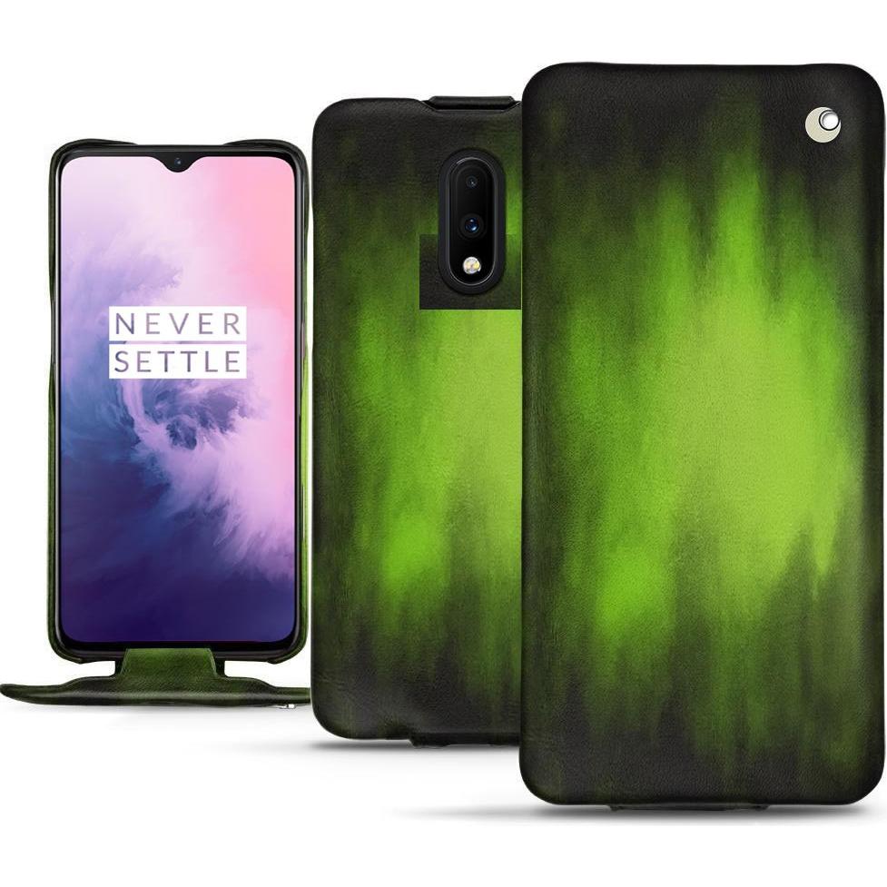 Noreve Lederschutzhülle vertikal (OnePlus 7), Smartphone Hülle, Grün