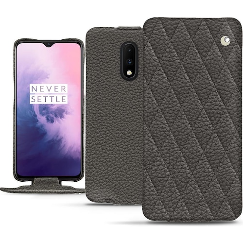 Noreve Lederschutzhülle vertikal (OnePlus 7), Smartphone Hülle, Grau