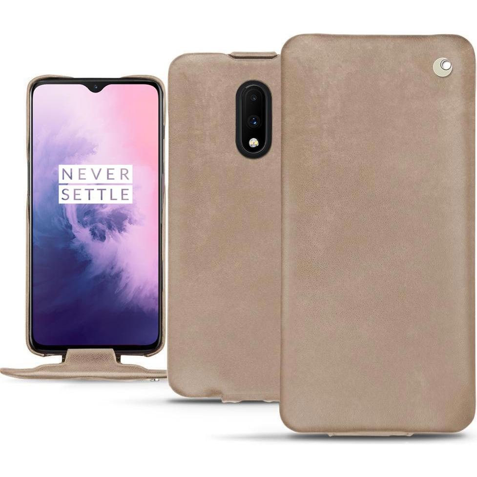 Noreve Lederschutzhülle vertikal (OnePlus 7), Smartphone Hülle, Beige