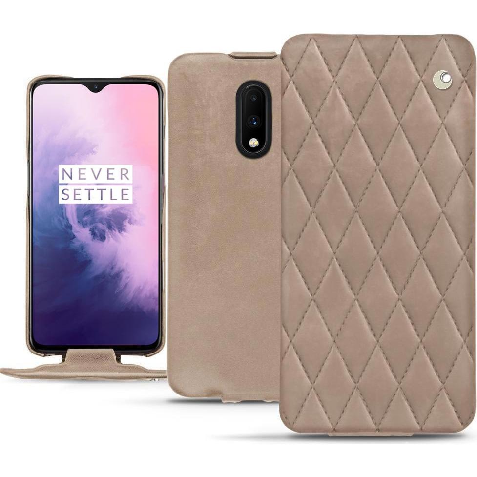 Noreve Lederschutzhülle vertikal (OnePlus 7), Smartphone Hülle, Beige