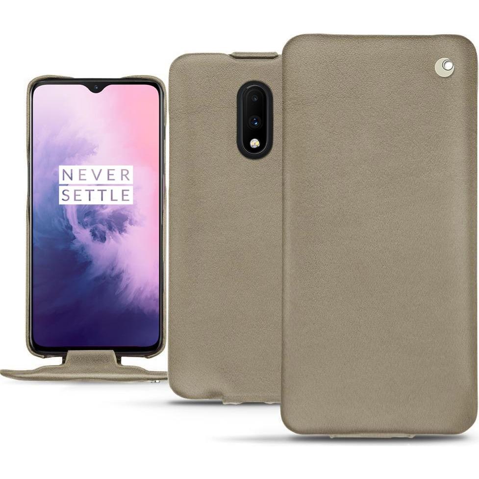 Noreve Lederschutzhülle vertikal (OnePlus 7), Smartphone Hülle, Beige