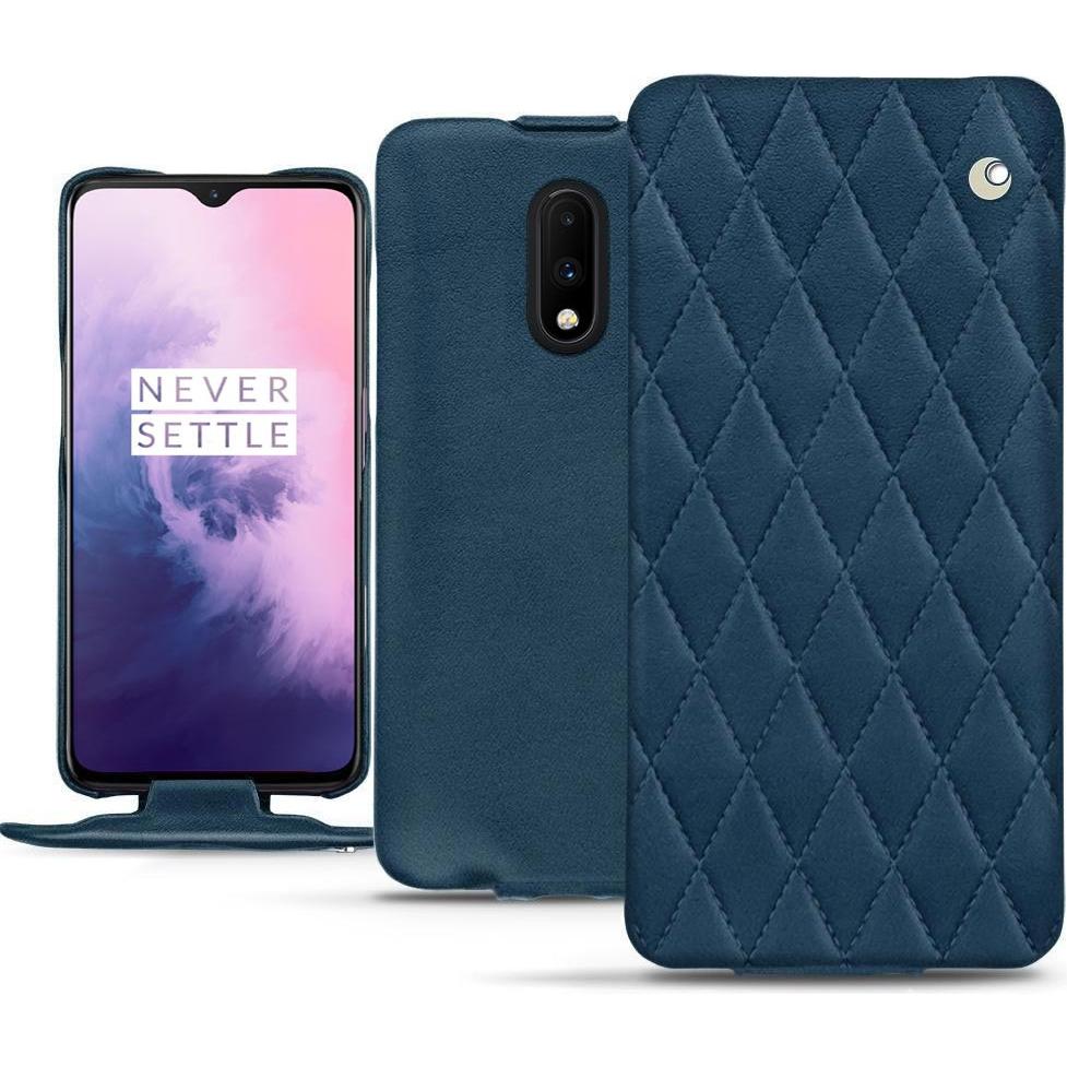 Noreve Lederschutzhülle vertikal (OnePlus 7), Smartphone Hülle, Blau